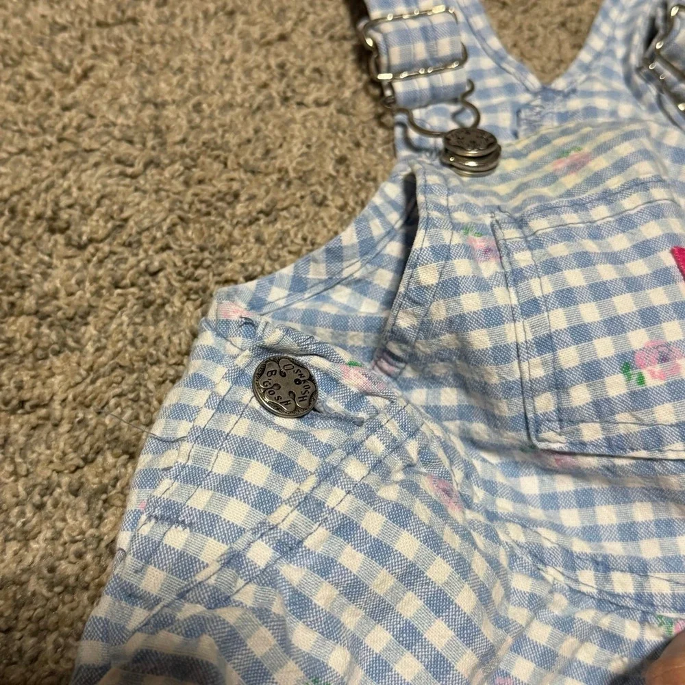 Vintage OshKosh B'Gosh Floral Gingham Shortalls Romper USA Size 3T Girls
